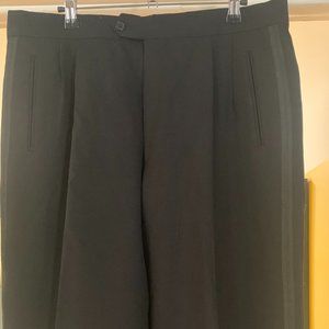 Vintage Unisex Pleated Black Tuxedo Pants